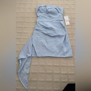 Amazon Light Blue Asymmetrical Strapless Midi Dress